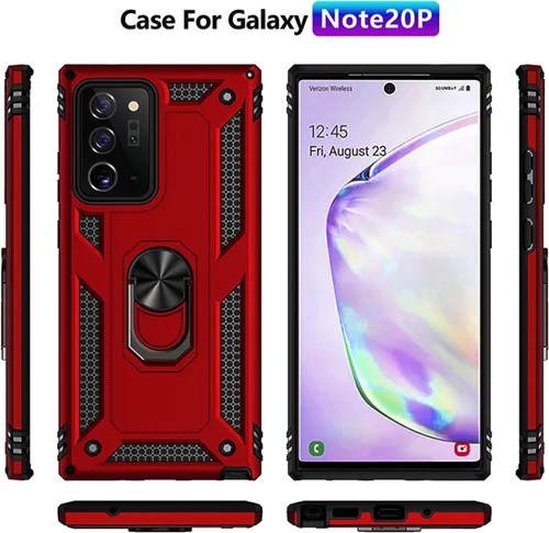 Vista 2 de Funda para Galaxy Note 20 Ultra, Shockprooof - Funda protectora de grado militar, con anillo giratorio de 360° para Samsung Note 20 Ultra, funda