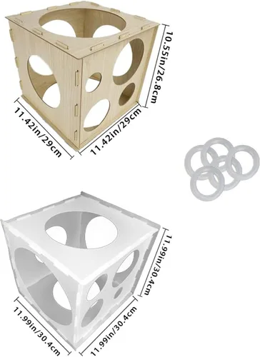 Vista 2 de Acrice - Caja de medición de globos de plástico plegable con 9 tamaños diferentes de agujeros para decoraciones de globos de cumpleaños (plástico)