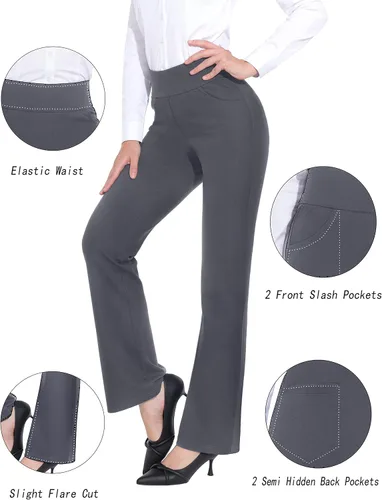 Vista 4 de ZTN Pantalones de vestir de cintura alta para mujer, con control de abdomen, para trabajo, negocios, casual, oficina, con 4 bolsillos