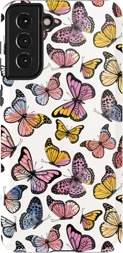 Vista 56 de Casely Funda para Galaxy S21 Here Comes The Sun Colorblock Sunset Diseño protector delgado esencial de doble capa Aquí viene el sol