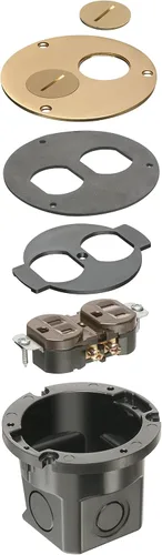 Vista 5 de Arlington FLB3520MB-1 Kit de caja redonda de suelo con tapa de latón y tapones roscados, para pisos instalados, 1 banda, latón metálico, paquete de 1