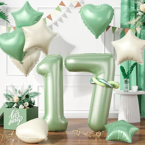 Vista 39 de Globos dorados de color champán con el número 11, globos de oro claro, globo de aluminio dorado con forma de corazón con estrella y globo largo