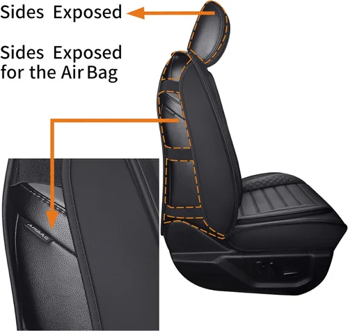 Vista 4 de YIERTAI Fundas de asiento de coche para asientos delanteros F150 2009-2022 y 2017-2022 F250 F350 F450 2017-2022 protectores de cojín de cuero