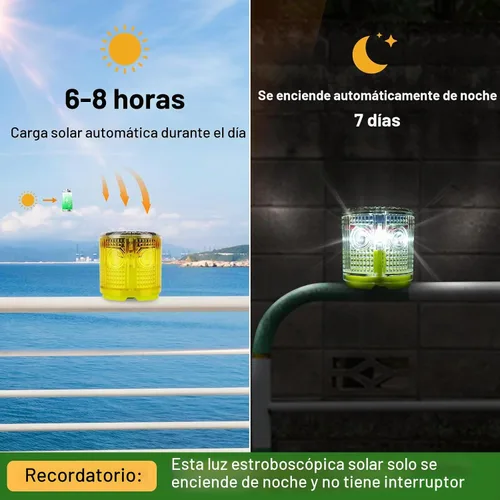 Vista 3 de Aolyty Luz de Advertencia Estroboscópica Solar, Base Magnética Fuerte, Intermitente, Superbrillante, 360 Grados, Encendida Automáticamente Rojo