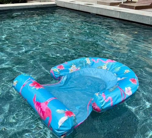 Vista 4 de Paquete de 2 flotadores de piscina para adultos, tumbona flotante de piscina con reposabrazaderas, silla flotante para adultos para piscina, playa