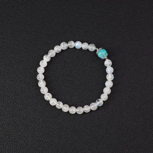 Vista 5 de COAI Pulsera de piedra lunar de amazonita para mujer