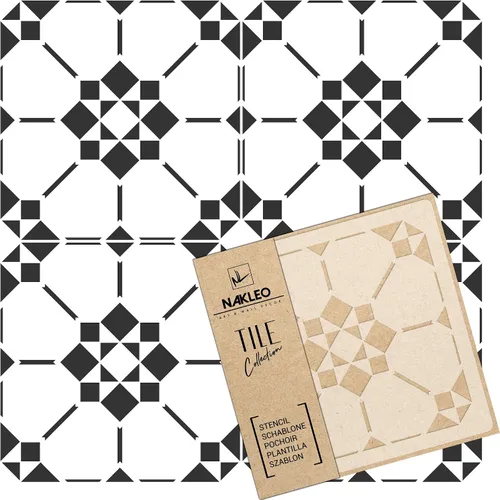 Vista 8 de NAKLEO Aldeia - Plantilla de plástico reutilizable para azulejos, 3.9 x 3.9 pulgadas, triángulo de estrella repetitivo, geométrico marroquí, bloque