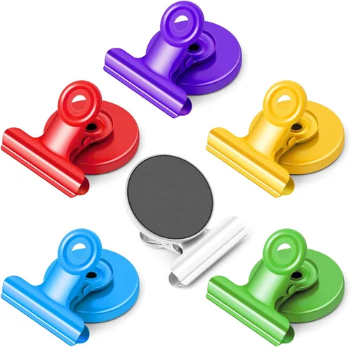 Vista 30 de Grtard Paquete de 6 clips magnéticos resistentes, clips magnéticos para refrigerador, imanes de refrigerador, clip magnético fuerte, imanes sin Negro