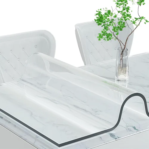 Vista 15 de ETECHMART Protector de mesa de plástico transparente rectangular de 12 x 24 pulgadas, protector de mesa grueso impermeable transparente para mesa