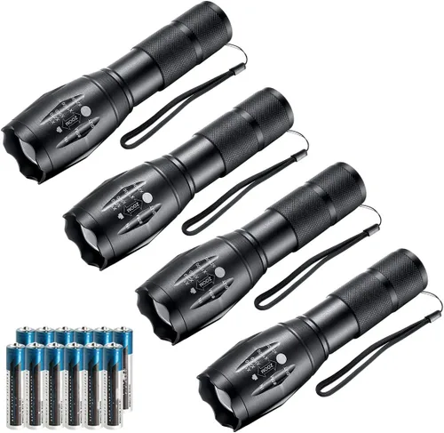 Vista 10 de Whaply Linternas LED, paquete de 2 linternas tácticas, luces de alto lúmenes con 6 pilas AAA, portátil, impermeable, con zoom con 5 modos