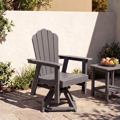 Vista 4 de Outdoor Glider Chair, 360° Swivel HDPE Adirondack Rocker Lounge Chair, Gray Gris