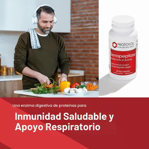 Vista 3 de PROTOCOL FOR LIFE BALANCE Serrapeptasa, respiratoria, 60 cápsulas vegetales