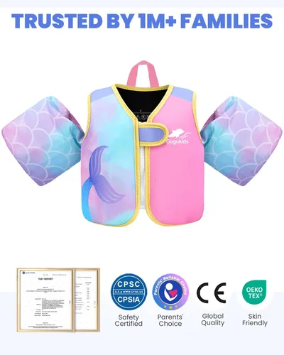 Vista 2 de Gogokids Chaleco de natación para bebé, flotadores para niños de 33-66 libras, chaqueta de natación para niños con alas de agua para niños de 2 3 4