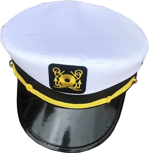 Vista 4 de Custom Text Captain Yacht Hat Cap Adult Costume Hat Sailor Navy Marine Admiral Hat for Halloween Costume Accessory