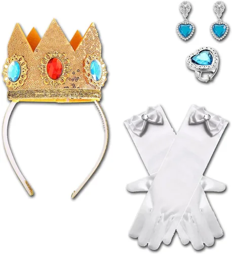 Vista 6 de Disfraz de princesa melocotón para niñas, vestido de princesa melocotón, accesorios de cosplay, corona de princesa para disfraz de Halloween