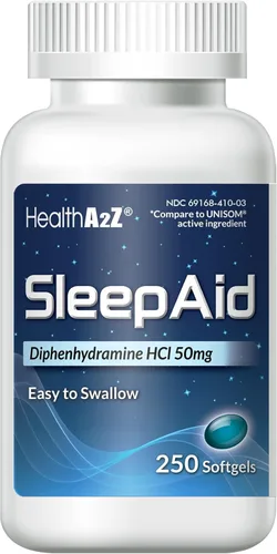 Vista 8 de Ayuda para dormir HealthA2Z® Difenhidramina HCl 50mg Cápsulas blandas Promueve un sueño más profundo y reparador 10 unidades (Paquete de 3)