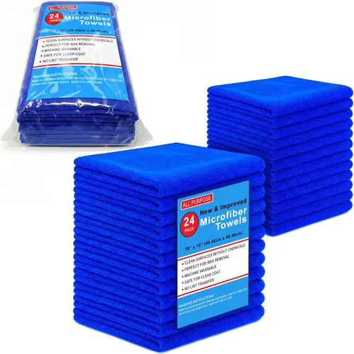 Vista 15 de Blue Horizon Toallas de limpieza de microfibra negras, paquete de 24 paños de felpa ultra suave de doble cara, paños de limpieza de microfibra