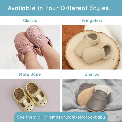 Vista 3 de BirdRock Baby Mocasines Sherpa - Zapatos de invierno acogedores de cuero genuino para niños y niñas