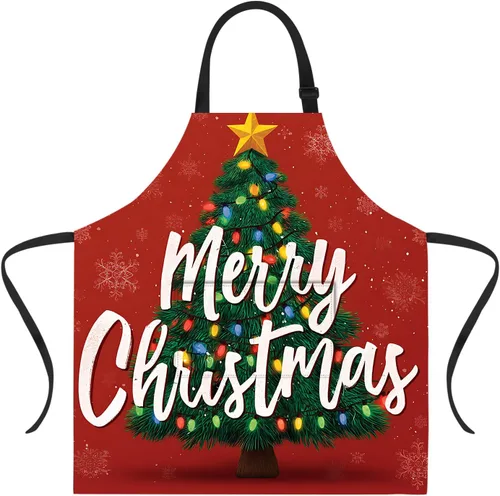 Vista 18 de ANNA QUEEN Delantal de Feliz Navidad para mujeres y hombres con bolsillos, delantal de muñeco de nieve, delantal de cocina ajustable para cocinero