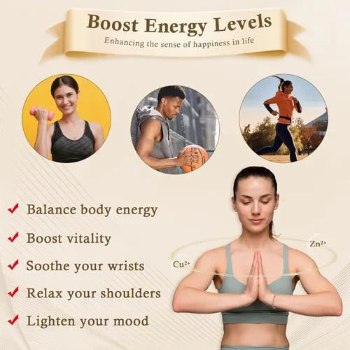 Vista 3 de PEALICIOUS Pulsera de cobre puro para mujeres y hombres 99.99% cuentas