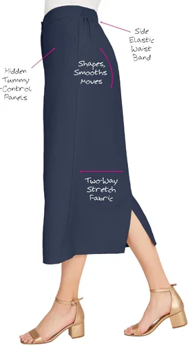 Vista 5 de Jessica London Falda midi bielástica con control de abdomen para mujer