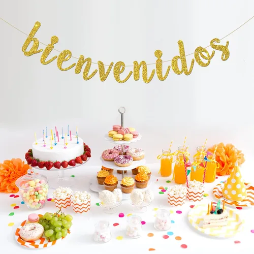 Vista 6 de Cartel de Bienvenidos - Decoración de fiesta mexicana de bienvenida - Cartel español para decoración de fiesta en el hogar - Suministros