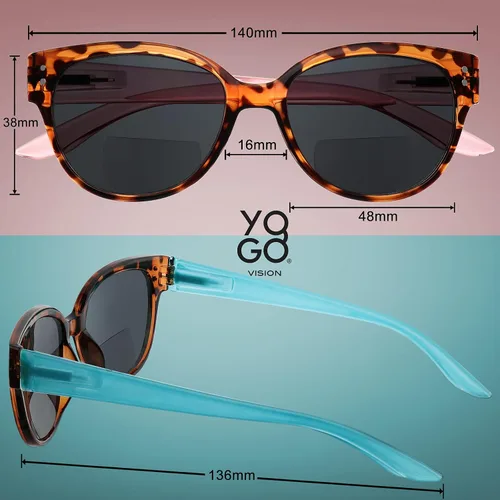 Vista 4 de Yogo Vision Bifocal Sunglasses for Women Reader Sunglasses Classic Retro Style Sun Protection Outdoors Eyewear