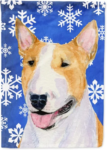Vista 220 de Caroline's Treasures SC9374GF Bulldog English Snow flakes Holiday Garden Flag Buzón Bandera decorativa para patio exterior, patio, obras de arte