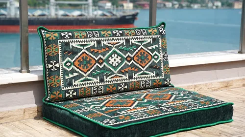 Vista 6 de Green Arabic Sofa Floor Seating Set, Pallet Sofa, Floor Cushions, Sectional Sofa, Arabic Majilis, Ottoman Couch, Arabic Jalsa