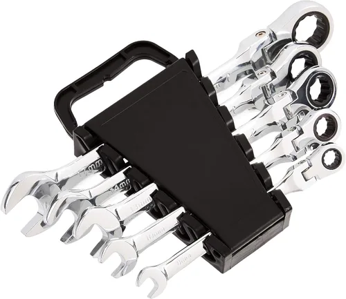 Vista 5 de Amazon Basics Juego de llaves de trinquete, cabezal flexible SAE flexible, 5 piezas
