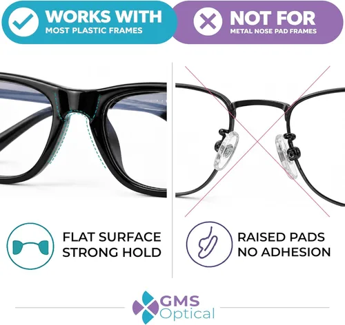 Vista 4 de GMS Optical® 0.1 in adhesivo antideslizante contorneado almohadillas de nariz de lente de silicona suave con súper pegajoso respaldo - 5 pares