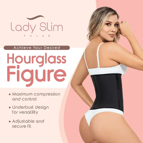 Vista 5 de Lady Slim Fajas colombianas reductoras Y Moldeadoras para mujer debajo del busto látex entrenador de cintura de reloj de arena moldeador de cuerpo