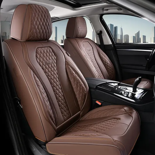 Vista 26 de Coverado Fundas de asiento de automóvil, fundas de asiento delantero, funda de asiento de coche beige, fundas impermeables para asiento