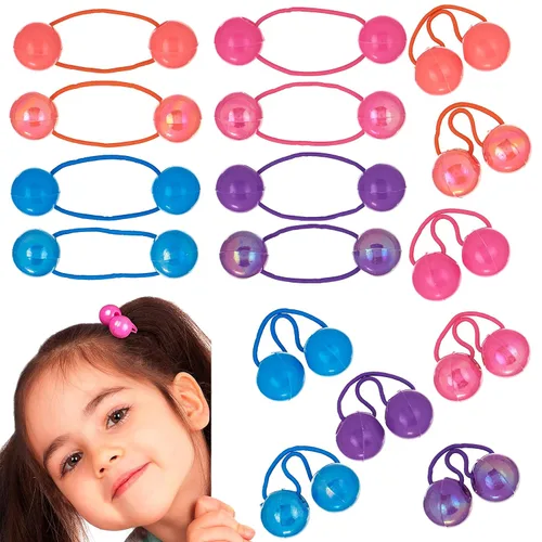Vista 22 de Colección de 20 piezas de coleteros, bolas de cola de caballo, gomas elásticas, cuentas de pelo de 18 mm redondas, opacas, multicolores, dobles 59.1