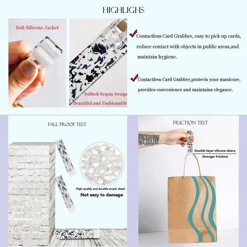 Vista 5 de Azptan Clip de tarjeta para uñas largas, llavero de pulsera para mujeres y niñas