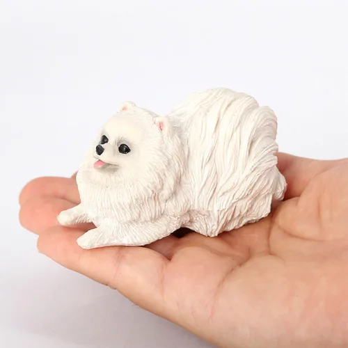 Vista 4 de Estatua de perro de Pomerania de plástico realista modelo de perro estatua