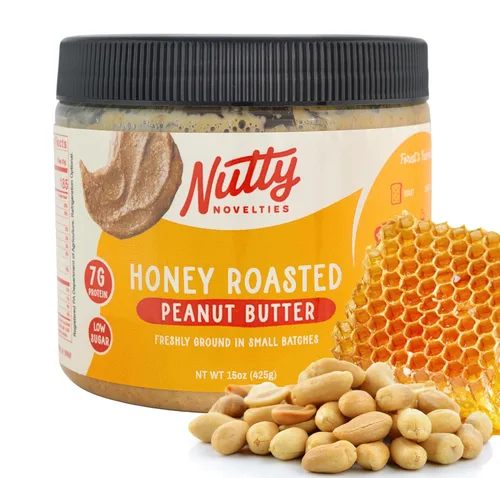 Vista 6 de Nutty Novelties Mantequilla de maní picante con miel de habanero - Alta en proteínas, baja en azúcar, mantequilla de maní saludable - Maní