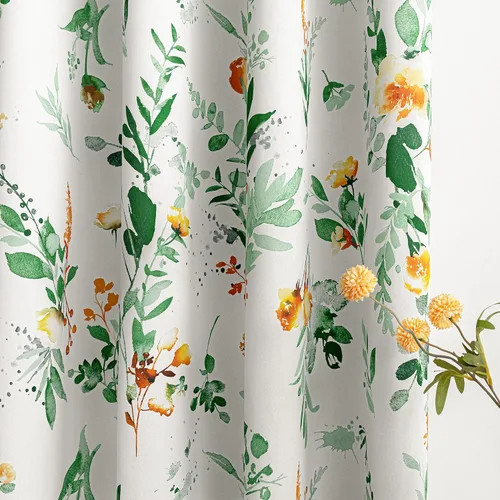 Vista 24 de MYSKY HOME Cortinas florales para puerta francesa de 40 pulgadas de largo, juego de 2 cortinas opacas de privacidad con bolsillo para barra A-verde