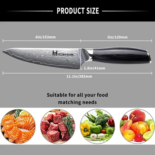 Vista 3 de Cuchillo de chef de 6 pulgadas, cuchillos de cocina, deshuesado de acero inoxidable alemán de alto carbono, cuchillo profesional para carne, aves