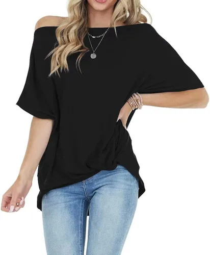 Vista 5 de Lacozy Women Summer Off the Shoulder Tops Twist Knot Batwing Tunic Shirt Blouse