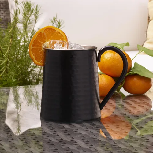 Vista 5 de Houdini Taza de bar martillada de 24 onzas – Taza de acero inoxidable negro para bebidas frías para cerveza, sidra, soda y agua – Taza de bar