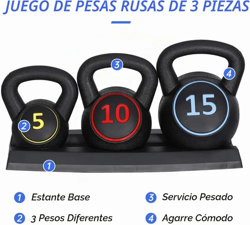Vista 3 de 4-Piece Kettlebells Weights Set, Wide Grip Strength Training Soft Kettlebell, Exercise Fitness Concrete Weight, Full Body HIIT Workout, Weights for