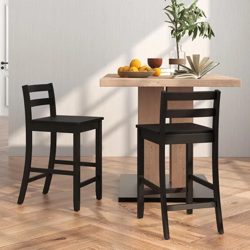 Vista 2 de ERGOMASTER Juego de 2 taburetes de bar de isla de cocina de 24 pulgadas de altura con reposapiés, taburetes de madera de goma de capacidad de 400