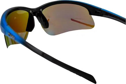 Vista 5 de MAXX Domain Sport Golf Gafas de sol negras y azules con lente de espejo azul polarizado, Negro