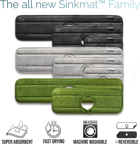 Vista 6 de El Original Ternal Sinkmat Atrapagoteo y Protector contra Salpicaduras, Tapete para Grifo para Fregaderos – Microfibra Absorbente, Protector