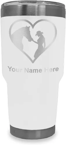 Vista 17 de LaserGram Vaso aislado al vacío de 20 onzas, corazón de vaquera de caballo, grabado personalizado incluido (negro)