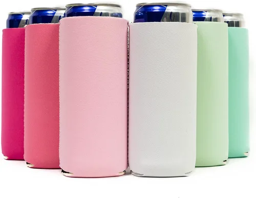 Vista 15 de QualityPerfection Fundas delgadas para enfriar latas, cerveza/energía (paquete de 6) para bebidas en blanco, 12 onzas, alta calidad, 0.157 in