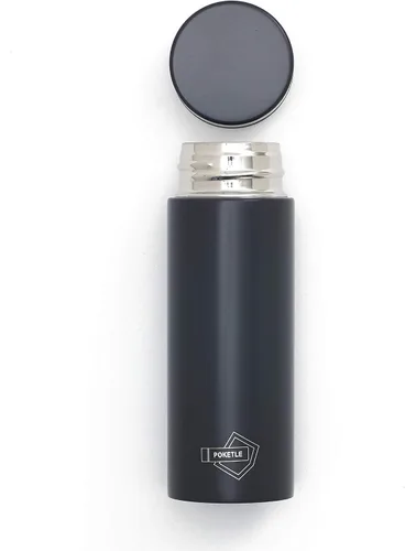 Vista 2 de IPPINKA Poketle - Botella aislada personal, pequeña, 4.1 fl oz, acero inoxidable, ligera, gris carbón