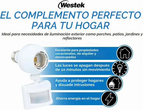 Vista 3 de Westek OMLC3BC-4 OMLC163BC Control de luz con detección de movimiento, blanco