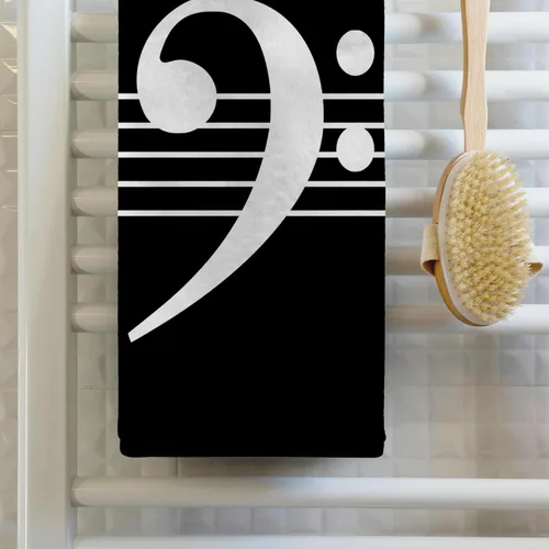 Vista 2 de 3D Rose TWL_232122_1 Black Bass Clef F-Clef on Musical Staves - Toalla de regalo para músico de música, 15 x 22 pulgadas